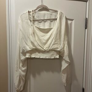 NWT! Anthropologie Long Sleeve White Top, Size Medium